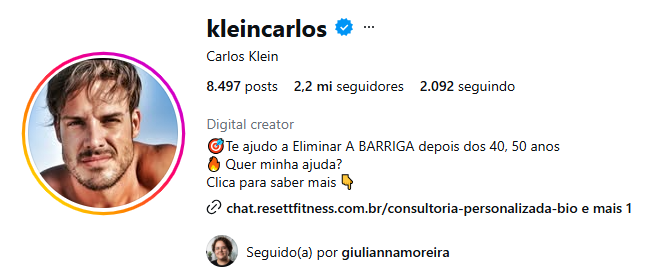Perfil @kleincarlos no Instagram